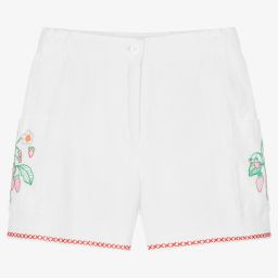 Stella McCartney Kids-Белые шорты с цветами и фруктами для подростков | Childrensalon Outlet