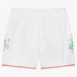 Stella McCartney Kids-Белые шорты с цветами и фруктами для подростков | Childrensalon Outlet