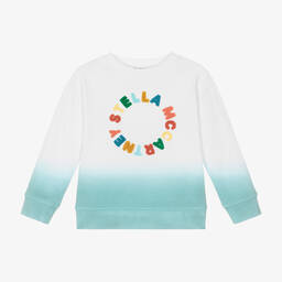 Stella McCartney Kids-White & Blue Cotton Ombré Sweatshirt | Childrensalon Outlet