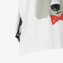 Stella McCartney Kids-Белая хлопковая футболка с медведем | Childrensalon Outlet