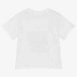 Stella McCartney Kids-Белая хлопковая футболка с медведем | Childrensalon Outlet