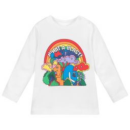 Stella McCartney Kids-توب أطفال بناتي قطن لون أبيض بطبعة قوس قزح | Childrensalon Outlet