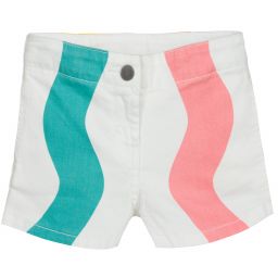 Stella McCartney Kids-Белые джинсовые шорты в полоску | Childrensalon Outlet