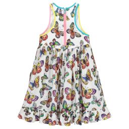 Stella McCartney Kids-Белое платье из вискозы с бабочками | Childrensalon Outlet