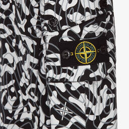 Stone Island Junior-Boys Black & White Joggers | Childrensalon Outlet