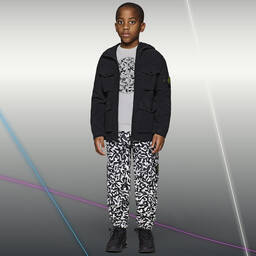 Stone Island Junior-Boys Black & White Joggers | Childrensalon Outlet