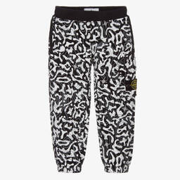 Stone Island Junior-Boys Black & White Joggers | Childrensalon Outlet