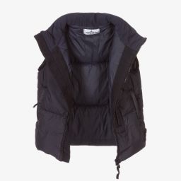 Stone Island Junior-Boys Blue Down Logo Gilet  | Childrensalon Outlet