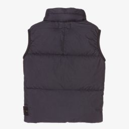 Stone Island Junior-Boys Blue Down Logo Gilet  | Childrensalon Outlet