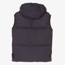 Stone Island Junior-Boys Blue Down Logo Gilet  | Childrensalon Outlet