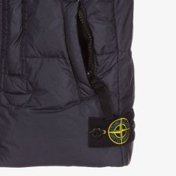 Stone Island Junior-Boys Blue Down Logo Gilet  | Childrensalon Outlet