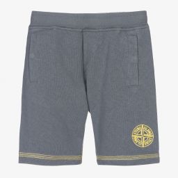 Stone Island Junior-Boys Blue Logo Cotton Shorts | Childrensalon Outlet