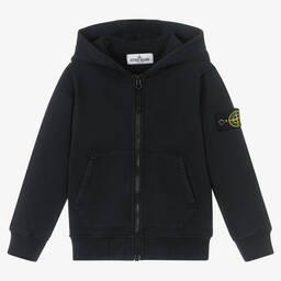 Stone Island Junior-Boys Blue Zip-Up Hoodie | Childrensalon Outlet