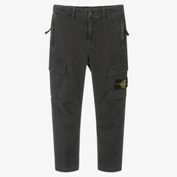 Stone Island Junior Boys Grey Logo Cargo Trousers Childrensalon Outlet