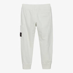 Stone Island Junior-Boys Pale Grey Cotton Logo Joggers | Childrensalon Outlet