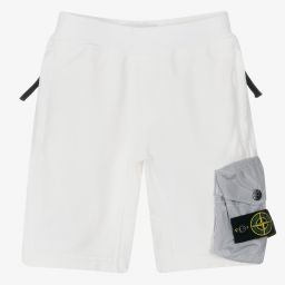 Stone Island Junior-Boys White Cotton Shorts | Childrensalon Outlet