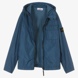 Stone Island Junior-Синяя куртка с нашивкой | Childrensalon Outlet