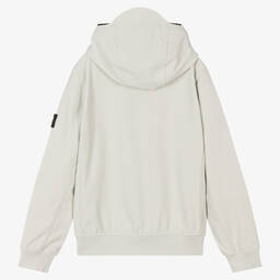 Stone Island Junior-Teen Boys Grey Hooded Logo Badge Jacket | Childrensalon Outlet