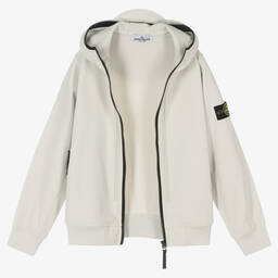 Stone Island Junior-Teen Boys Grey Hooded Logo Badge Jacket | Childrensalon Outlet