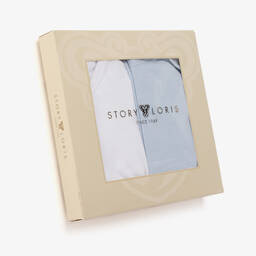 Story Loris-Бело-голубые хлопковые боди (2шт.) | Childrensalon Outlet