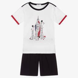 Story Loris-بيجاما شورت قطن لون كحلي وأبيض للأولاد | Childrensalon Outlet