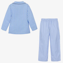 Story Loris-بيجاما كاروهات قطن لون أزرق وأبيض للأولاد | Childrensalon Outlet