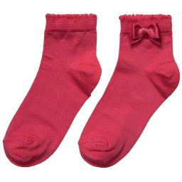 Story Loris-Girls Dark Pink Socks with Bow | Childrensalon Outlet