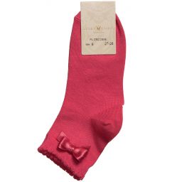 Story Loris-Girls Dark Pink Socks with Bow | Childrensalon Outlet