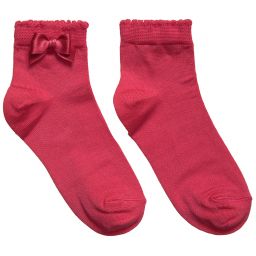 Story Loris-Girls Dark Pink Socks with Bow | Childrensalon Outlet