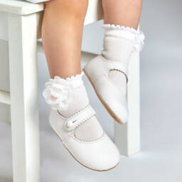 Story Loris-Girls Floral White Cotton Socks | Childrensalon Outlet