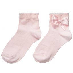 Story Loris-جوارب بفيونكة قطن لون زهري فاتح للبنات | Childrensalon Outlet