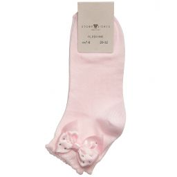 Story Loris-جوارب بفيونكة قطن لون زهري فاتح للبنات | Childrensalon Outlet