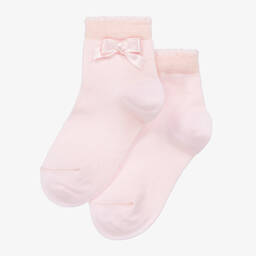 Story Loris-جوارب بفيونكة قطن لون زهري فاتح للبنات | Childrensalon Outlet