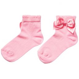 Story Loris-Girls Pink Socks with Diamanté Bow | Childrensalon Outlet