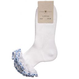 Story Loris-جوارب كشكش قطن لون أبيض وأزرق للبنات | Childrensalon Outlet