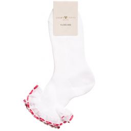 Story Loris-جوارب كشكش قطن لون أبيض وأحمر للبنات | Childrensalon Outlet