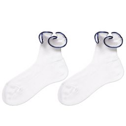 Story Loris-جوارب كشكش قطن لون أبيض وكحلي للبنات | Childrensalon Outlet