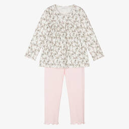 Story Loris-Бело-розовая хлопковая пижама для девочек | Childrensalon Outlet