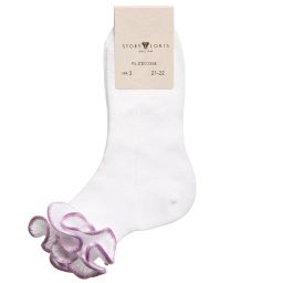 Story Loris-Girls White & Purple Ruffle Socks | Childrensalon Outlet