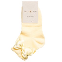 Story Loris-جوارب بفيونكة قطن لون أصفر للبنات | Childrensalon Outlet