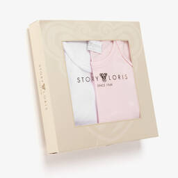 Story Loris-Pink & White Bodyvests (2 Pack) | Childrensalon Outlet