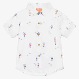 Sunuva-Baby Boys White Snoopy Print Cotton Shirt | Childrensalon Outlet
