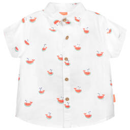 Sunuva-Baby Boys White Watermelon Shark Cotton Shirt | Childrensalon Outlet