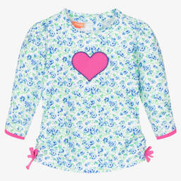 Sunuva-Baby Girls Blue Floral Heart Swim Top | Childrensalon Outlet