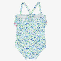 Sunuva-مايّو لون أبيض وأزرق بطبعة ورود للمولودات | Childrensalon Outlet