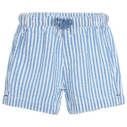 Sunuva-Blue Striped Cotton Shorts | Childrensalon Outlet