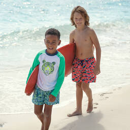 Sunuva-Boys Green Jungle Swim Shorts | Childrensalon Outlet