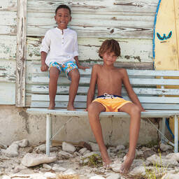 Sunuva-Boys Orange Colour Block Swim Shorts | Childrensalon Outlet