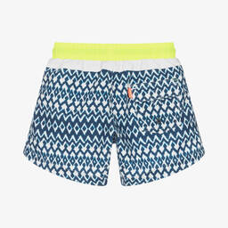 Sunuva-Boys White & Blue Ikat Print Swim Shorts | Childrensalon Outlet