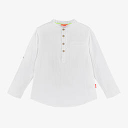 Sunuva-Boys White Collarless Cotton Shirt | Childrensalon Outlet